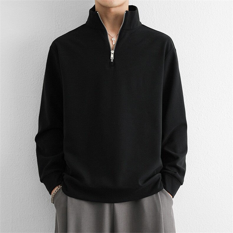 半拉链卫衣男款2025春秋季美式立领打底长袖男上衣服重磅高领外套,男装T恤,星座914
