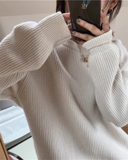 毛衣女套头秋冬宽松针织打底短款显瘦保暖羊毛衫，女装羊毛衫，恩泰羊绒