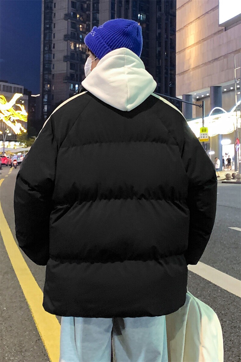 港风公版三条杠纯色棉衣新款立领棉衣男款三条杠情侣外套二开棉服,男装棉衣,电商A409-1