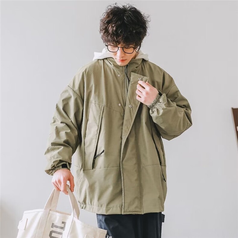 W554-P98冬季日系复古街头宽松加厚棉服防风保暖纯色工装外套，男装棉衣，星座911-1