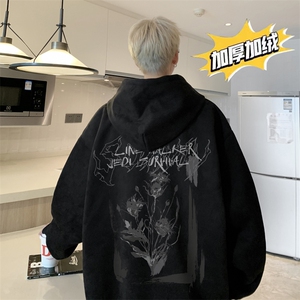 W6125JRP65控88复合超柔450克加厚高品麂皮绒宽松带帽潮男卫衣
