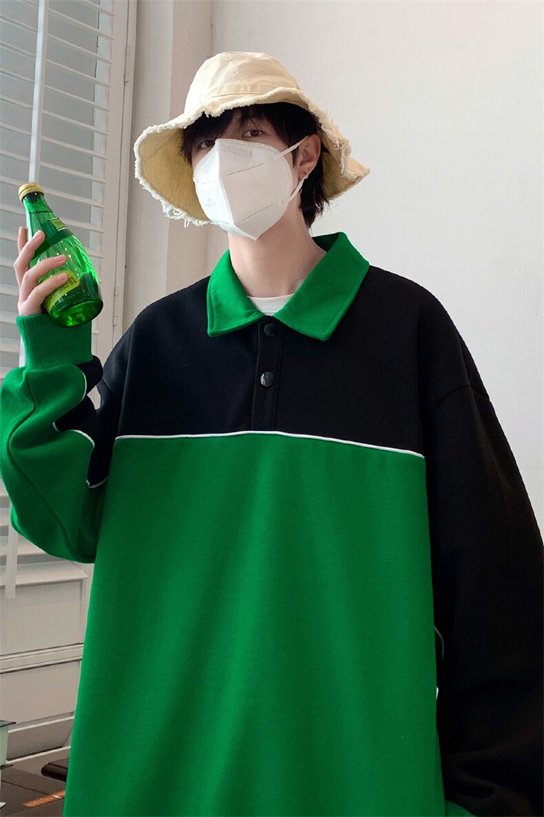 春装新品撞色拼接卫衣男女同款学生时尚潮牌衬衫WY021-P70控价98,男装卫衣,电商A441-1