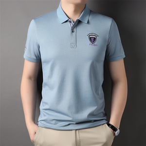 夏季新款保罗衬衫领衣服Polo衫中年男士短袖T恤刺绣翻领半袖体恤,中年女士穿搭早秋装图片