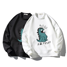 2021秋新款白底平铺卡通印花卫衣面料：100%聚酯纤维W5050-P28，男装卫衣，电商A001
