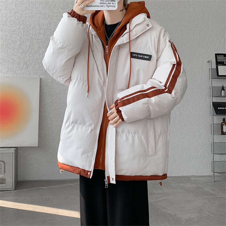 棉服男冬季新款港风宽松假两件连帽棉衣MF8587-特P78，男装棉衣，星座214-3