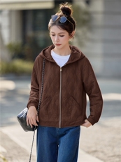 休闲连帽外套女2026春秋季新款短款减龄洋气上衣，女装短外套，余墨