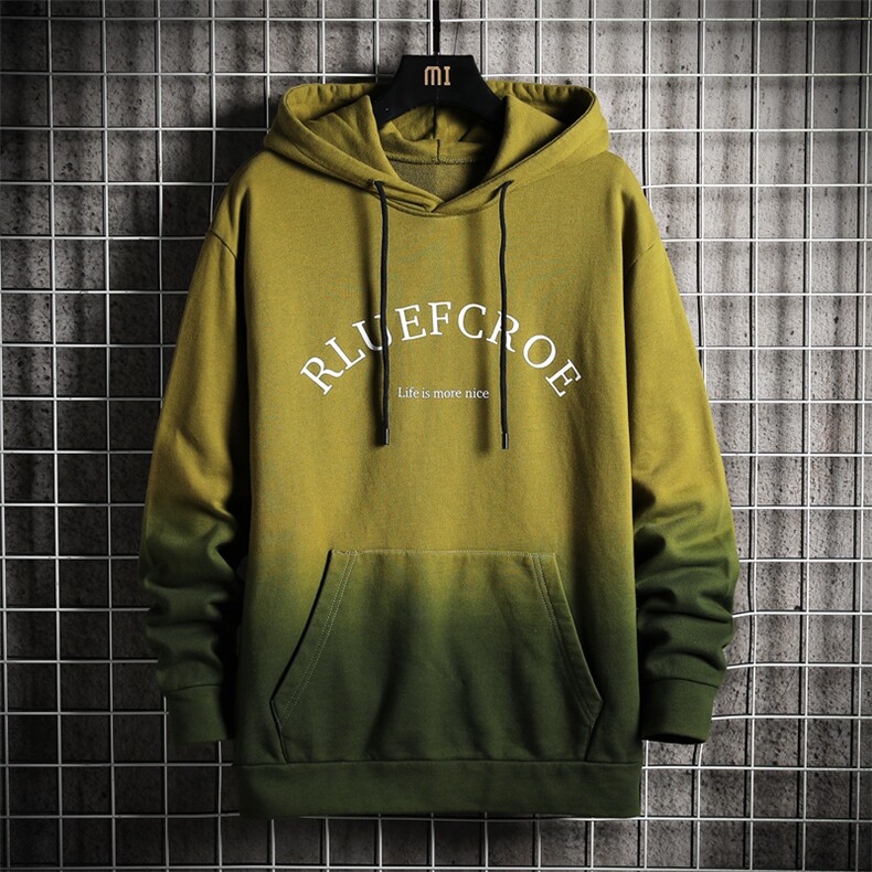 渐变色潮流宽松韩版百搭休闲上衣服秋季外套连帽卫衣DF73T,男装卫衣,电商A102