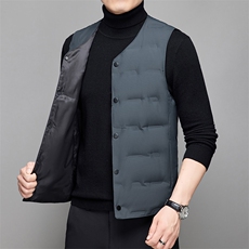 羽绒马甲男秋冬季白鸭绒内外穿保暖背心无领中老年坎肩无袖羽绒服，男装背心/马甲，电商B212（原钱塘6029）