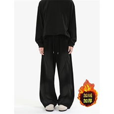 美式加绒加厚弯刀休闲裤男秋运动裤宽松直筒长裤K3150-P45，女装休闲裤，星座308B-2