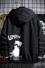 2023冬季新网格挂拍大码男手指猫印花连帽棉衣外套J60021-P80，男装棉衣，电商A082