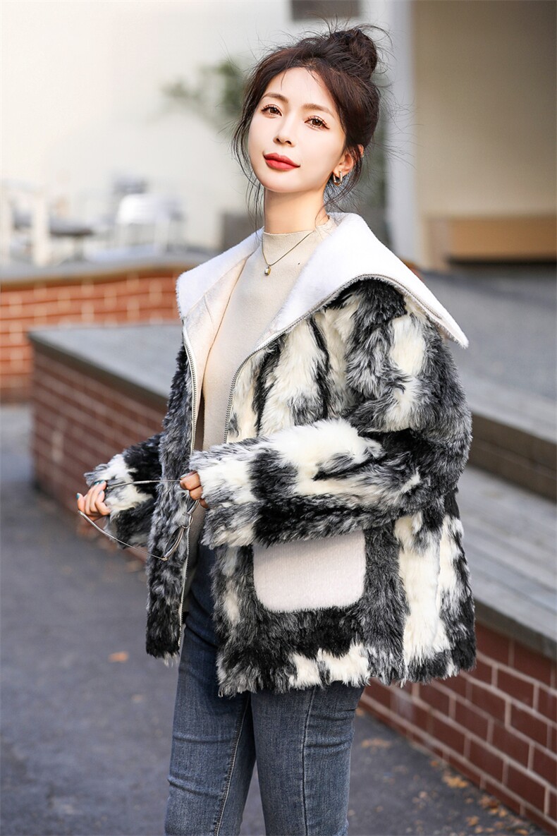 高级毛毛外套女24冬季爆仿羊羔毛女皮毛一体高级时尚毛茸茸大衣潮流,女装棉衣/棉服,意芙