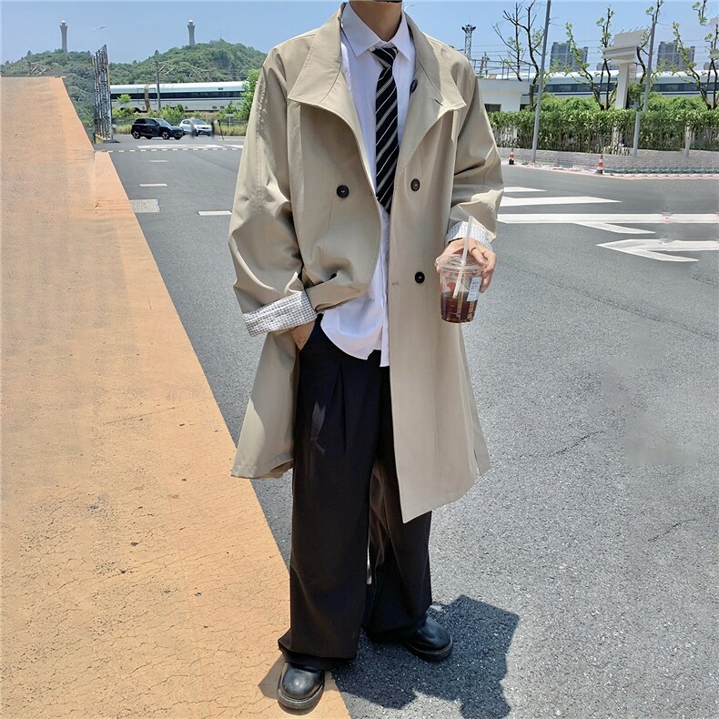 春季新款中长款风衣韩版腰带双排扣大衣外套GS9096，男装风衣，星座1206（原A206）