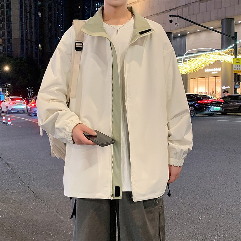 港风双面穿上衣夹克宽松落肩立领冲锋衣外套JK908P70,男装夹克,星座1204-3