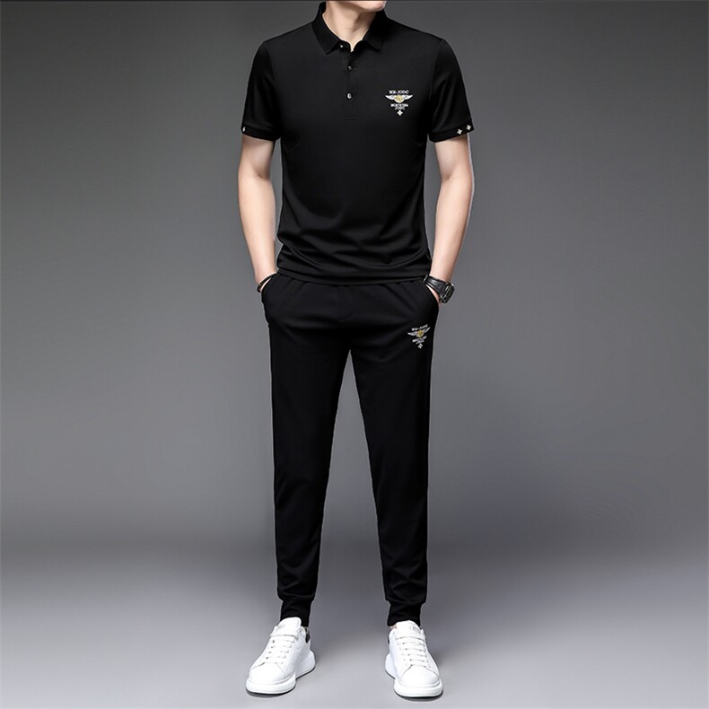 高档男装男生套装夏季潮流衣服韩版短袖T恤2023新款衣服帅气男装图片