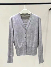 2025年秋季新款纯色针织开衫背心两件套，女装针织衫/毛衣，奢优羊绒