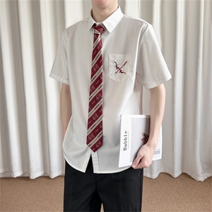 DK制服短袖衬衫男宽松班服刺绣情侣毕业照校供感jk学院风 DK04图片