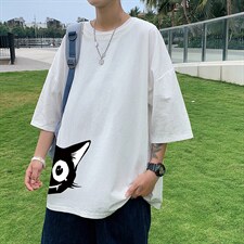 YT26035-P30亚短袖t恤男大码五分袖男宽松七分袖港风模特，男装T恤，电商A040