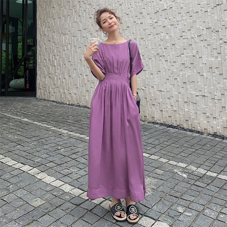 款主推现货2色入长款连衣裙女087-Q90,女装连衣裙,柒柒家