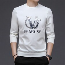 商务休闲上衣长袖男春秋季印花薄卫衣圆领宽松中年男士2023新款，男装卫衣，电商B212（原钱塘6029）