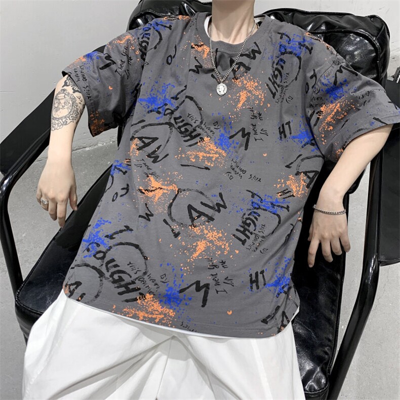 特P20控39高品质夏季新款复古纯棉印花圆领短袖T恤TC01,男装T恤,电商B370