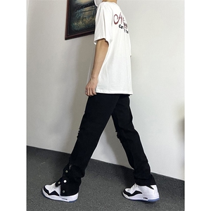 新款美式高街ins小众拉链排扣破洞休闲牛仔裤货号K642P6078图片