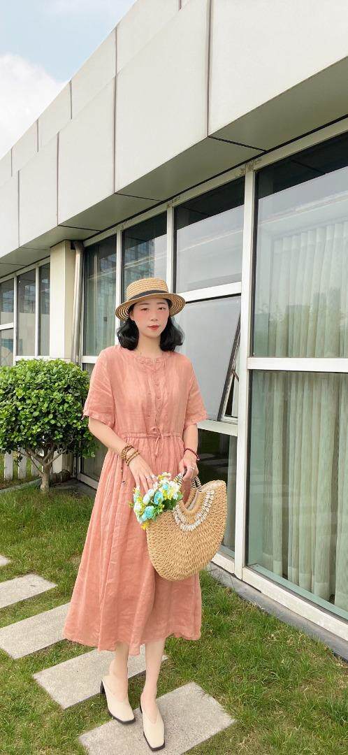 纯苎连衣裙小衫裤子裙子衬衣 时尚风 风淑女风休闲风，女装连衣裙，川哲