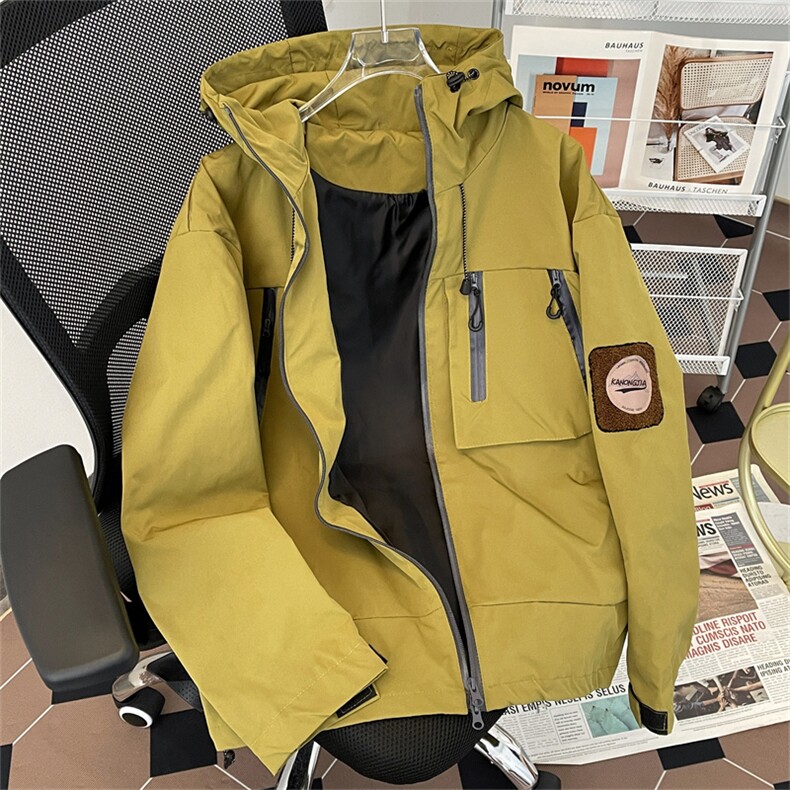 春款男连帽夹克工装拉链勋章冲锋衣休闲外套JK072P70,男装夹克,星座1013-1