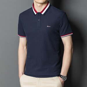 短袖T恤男薄款翻领POLO衫夏季新款男装中年男士商务休闲纯色体恤图片