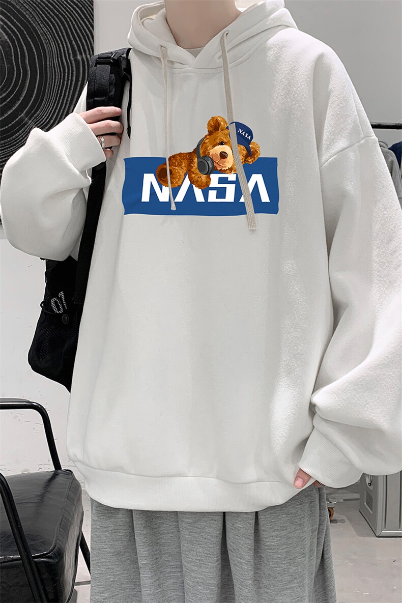 WY2247-P35加绒款-P40NASA纯棉连帽卫衣男大码运动帽衫宽松薄外套,男装卫衣,电商A040