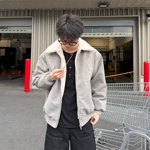 1506-1/JM881/P94新品男装棒球领麂皮绒夹克男士棒球服纯色外套图片