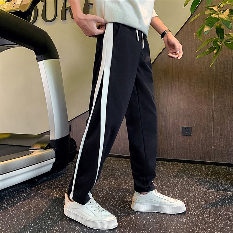 秋款裤子社会小伙店主风休闲运动裤网红款直筒拼条2171/58/控85，女装休闲裤，星座313B-2(原星座309A-2)