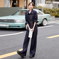 现货气质显瘦女装高级感24年新款秋季高端欧货牛仔喇叭腿裤两件套，女装套装/套裙，美拉德工厂直营店