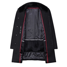 AE8918尼克服水貂毛领兔毛内胆可脱卸立领中长款羊毛大衣外套，女装短外套，钱塘207-1