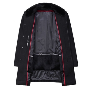 AE8918尼克服水貂毛领兔毛内胆可脱卸立领中长款羊毛大衣外套图片