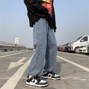 牛仔裤男新款宽松直筒阔腿裤子K7014P45图片