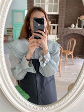 款号：WC0106 名称：荷叶边娃娃领小衫，其它，BD