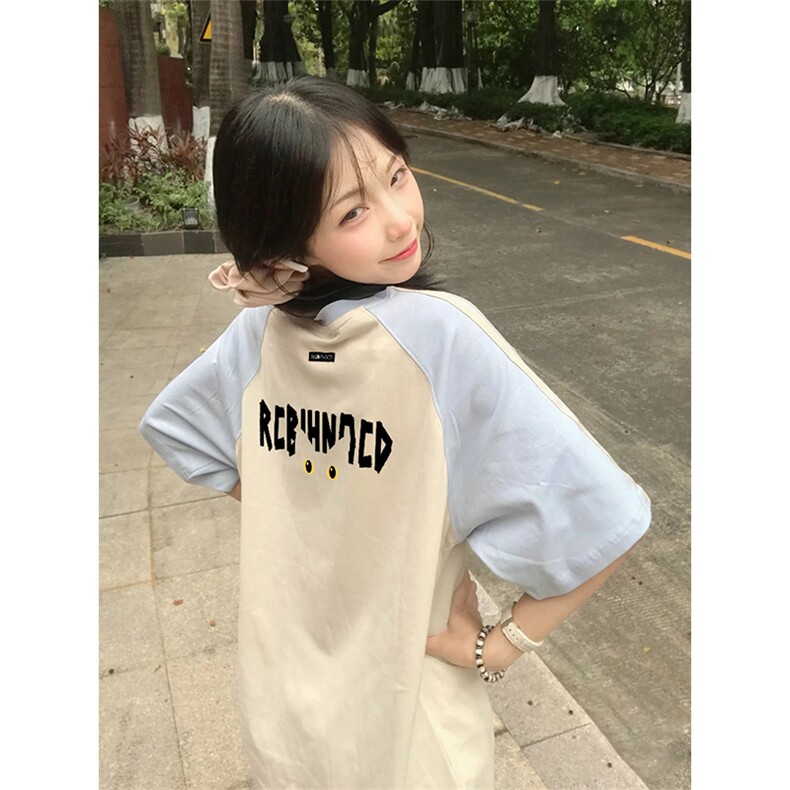 抖音得物品质二开240克宽松纯棉美式潮牌插肩三杠织带短袖T恤,男装T恤,电商A486