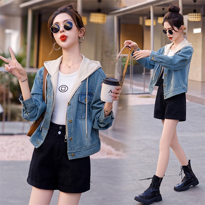 2024年春季新款时尚潮流牛仔外套，女装牛仔外套，浪花E族（衣布洛）