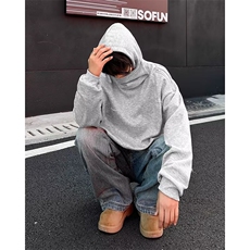 潮牌美式街头连帽卫衣男春秋季情侣宽松重磅拼接外套EG121/P60，女装短外套，星座506