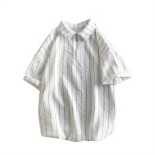 灰墙夏季条纹拉链新款短袖体恤衫潮男宽松大码polo衫T2005-P40，男装Polo衫，电商A177