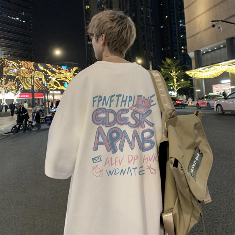 已注册/夏季外景纯棉复古休闲圆领短袖T恤男宽松体恤衫DT9674/P25图片