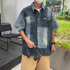 青春流行男夹克文艺潮外套牛仔衬衫短袖外套J1011P52，男装夹克，星座1116-2