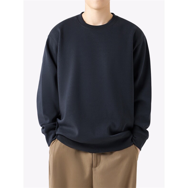 400G重磅长袖t恤男秋冬季宽松纯色白打底衫加绒卫衣X40028P65，男装T恤，电商A400（原B301）