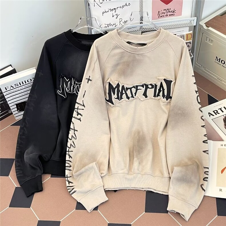 废土风脏脏卫衣男秋季美式hiphop外春秋款潮牌重磅衣服Y3802/P50图片