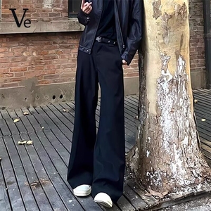 美式高街cleanfit廓形西裤休闲裤男女直筒微喇vibe百搭长裤 KX01图片