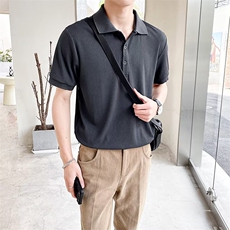 夏季男士Polo衫纯色短袖翻领针织衫修身韩版坑条休闲百搭T恤PL04，男装T恤，星座1116A-2（原606A-1）