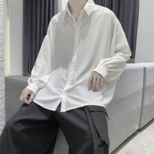 21年春款长袖衬衫泡泡袖衬衫男潮流宽松大码港风冷淡CS2012P50，男装衬衫，星座507