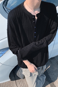 25秋季亨利领肌理感纯色大码美式长袖打底T恤男T24512-特P35控65图片