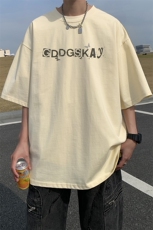 已注册/夏季外景纯棉设计感小众短袖T恤男潮宽松体恤衫DT9670/P25，男装T恤，电商B316