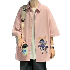 ！夏款港风冰丝衬衣男黑寸衫男白短袖衬衫男DXC285-P30图片
